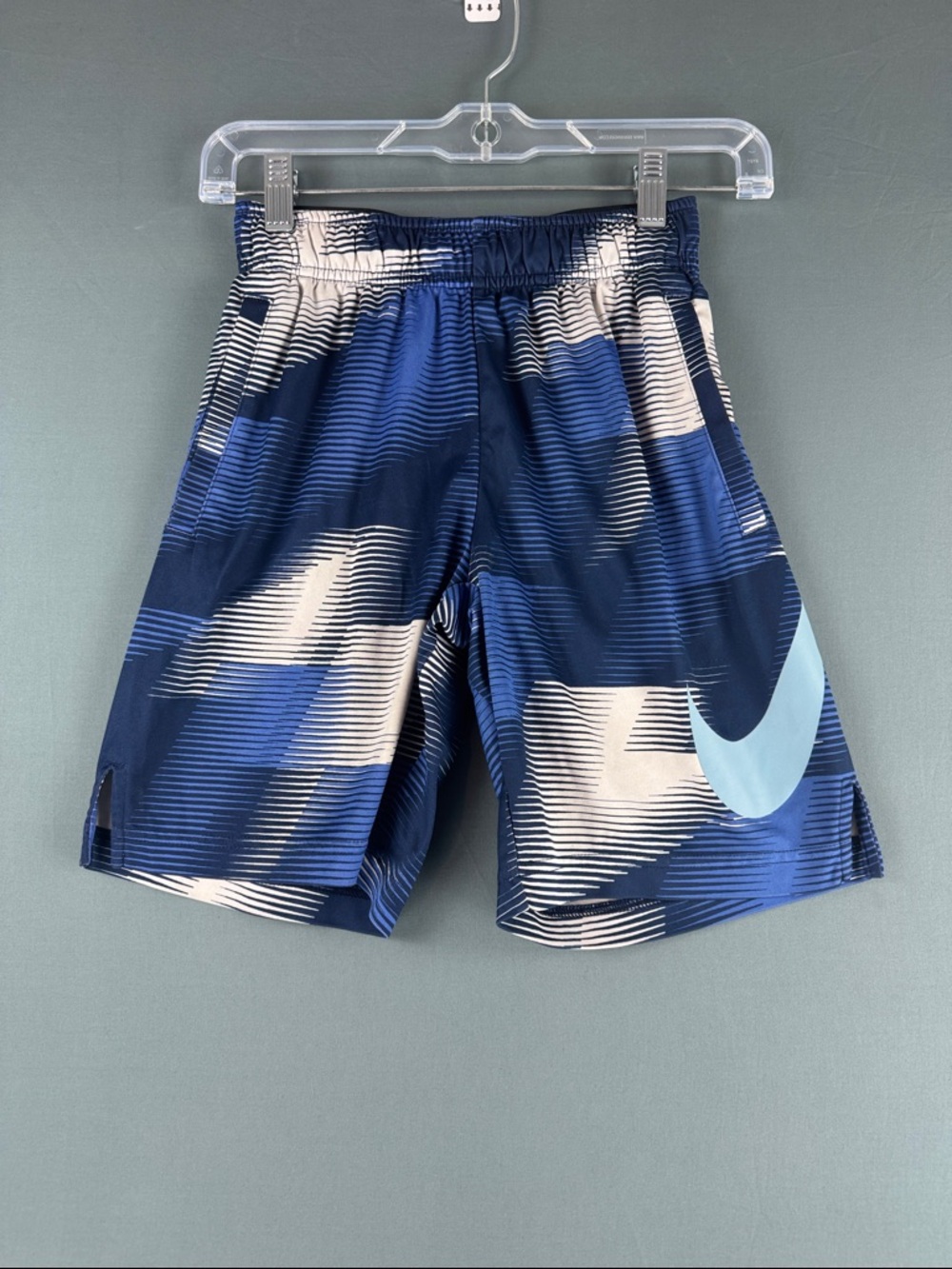 Nike Navy and Light Blue Dri-Fit Performance Graphic Shorts